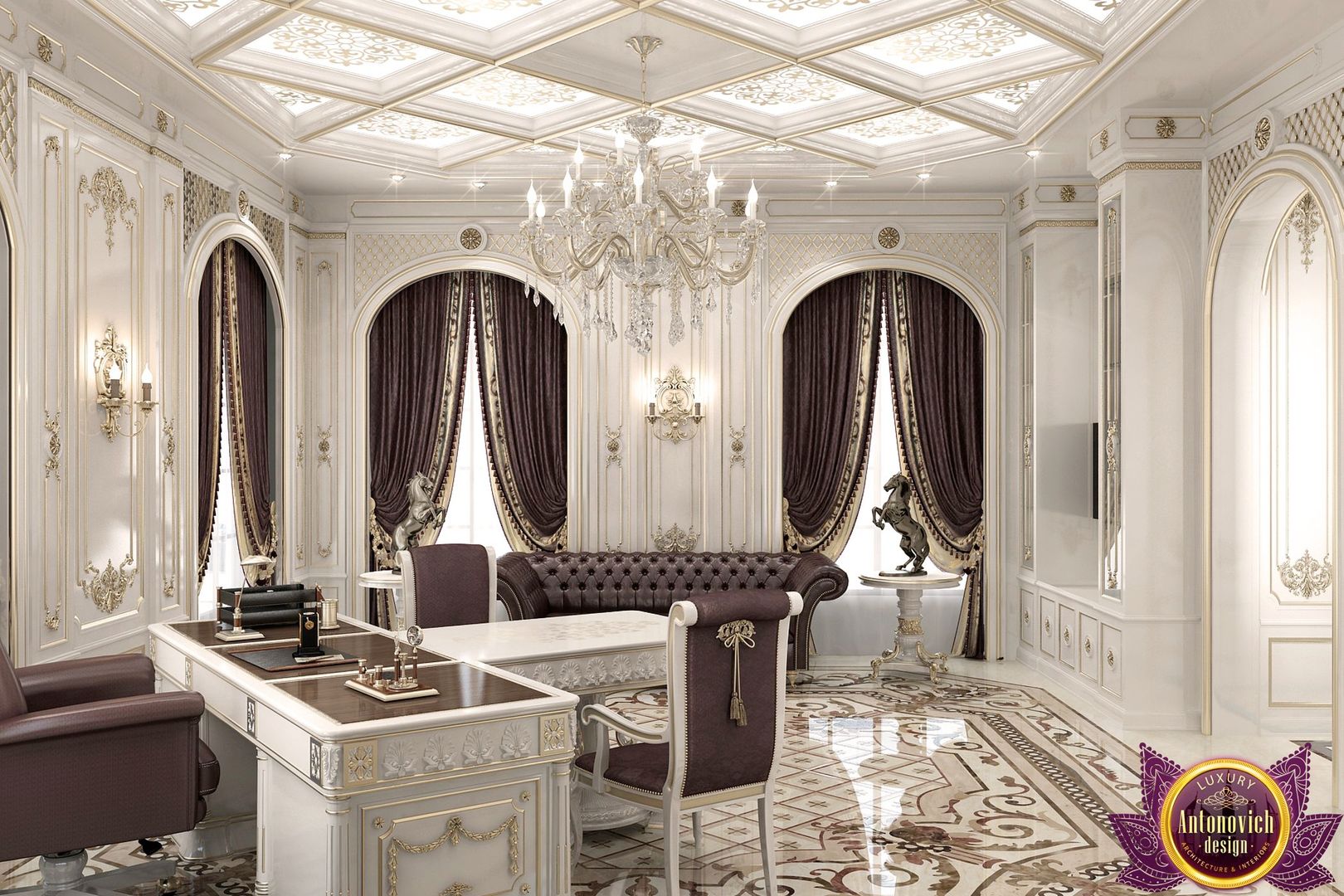 ​Office interior design of Katrina Antonovich, Luxury Antonovich Design Luxury Antonovich Design Study/office