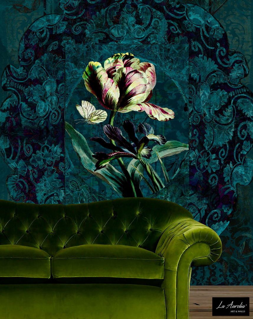 Jardin Wallpaper La Aurelia Mediterrane muren & vloeren wallpaper,wallcovering,wallcoverings,behang,mural,wallart,muurkunst,tulip,flower,design,art,laaurelia,Behang