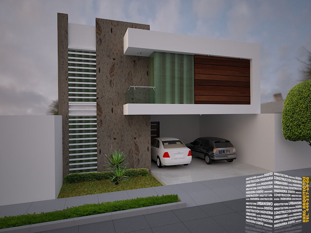 FACHADA CON BALCÓN LATERAL homify Casas de estilo minimalista