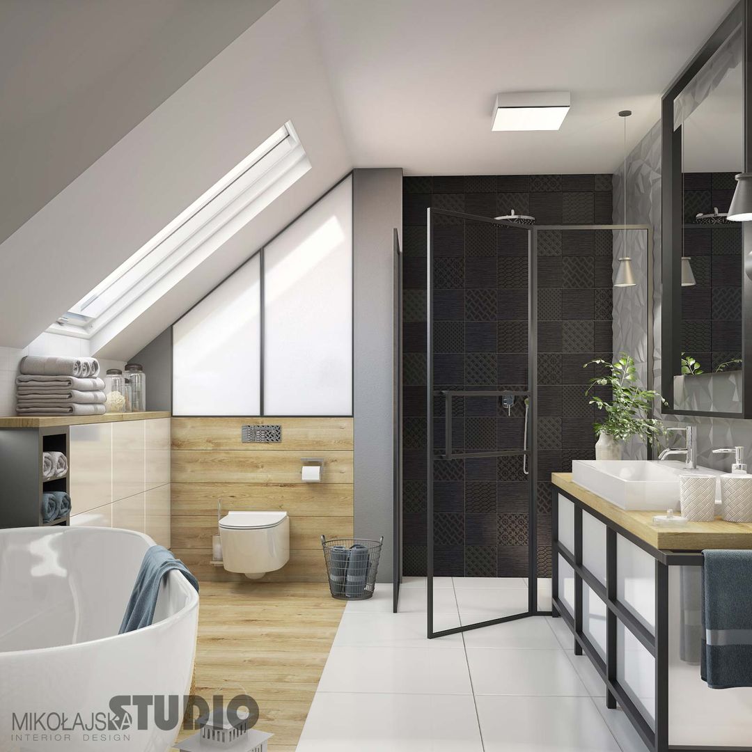 Dom w Bydgoszczy, MIKOŁAJSKAstudio MIKOŁAJSKAstudio Kamar Mandi Gaya Industrial