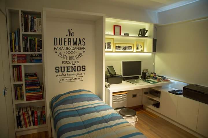 ​NUEVO #PROYECTO: HOME-OFFICE + CUARTO DE HUÉSPEDES, MinBai MinBai Minimalist bedroom Wood Wood effect Beds & headboards