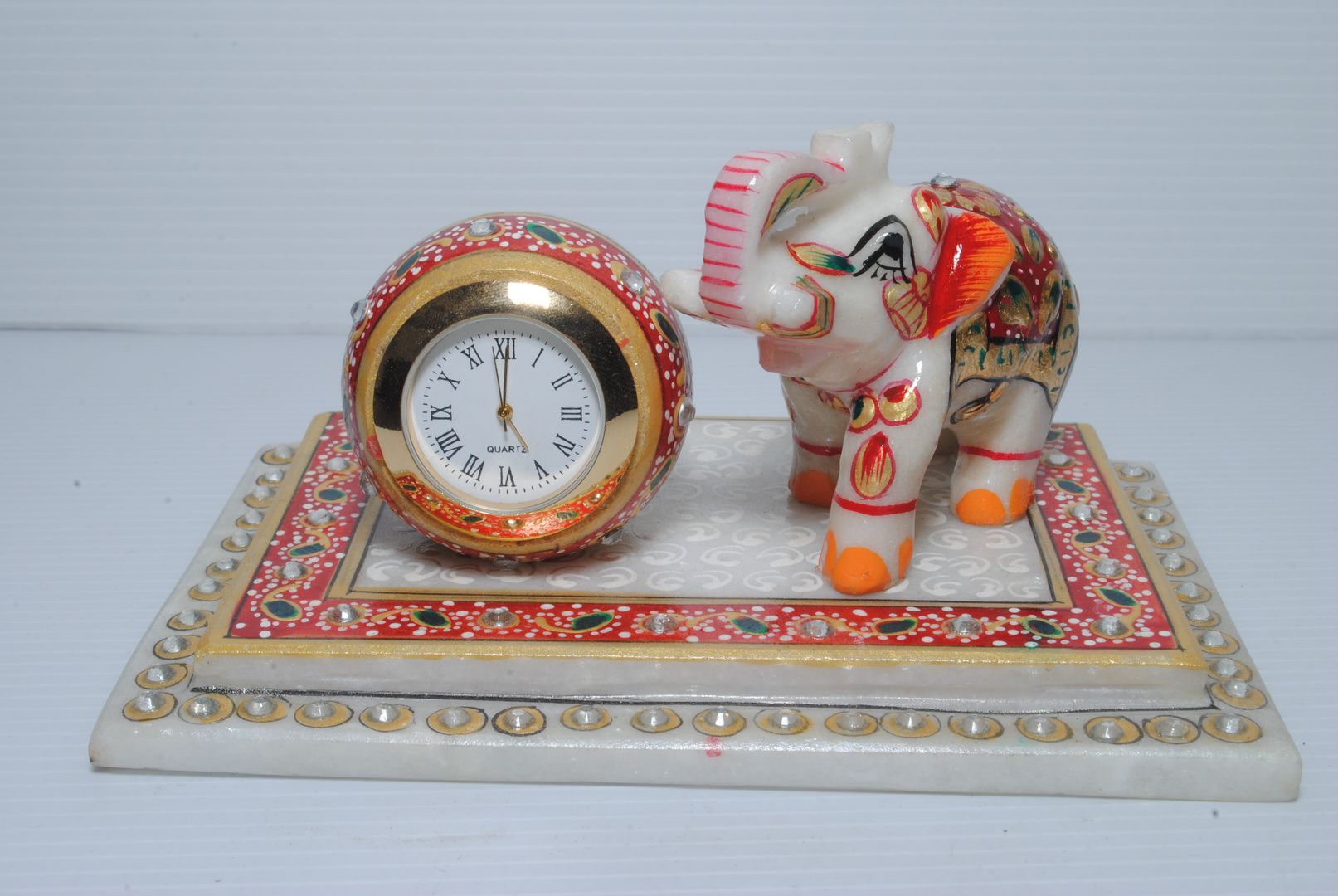 Marble Clock with elephant marble artifacts Asian style study/office Marble Accessories & decoration