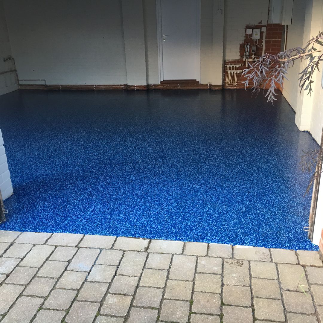 Beautiful Cobalt Blue Resin is seamless and looks fantastic Garageflex Classic style garage/shed resin floor,garage floor,flooring,resin,blue floor,garage flooring