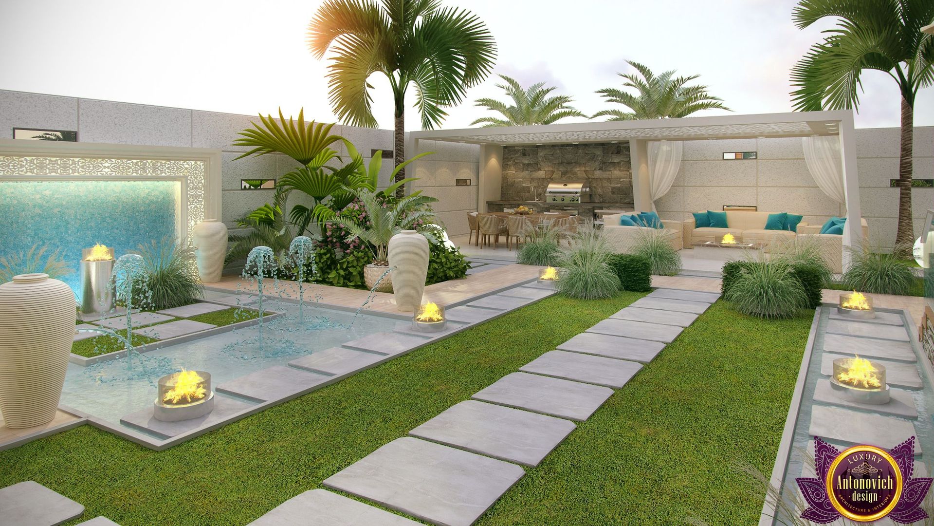 ​Landscaping ideas of Katrina Antonovich, Luxury Antonovich Design Luxury Antonovich Design Rumah Gaya Mediteran