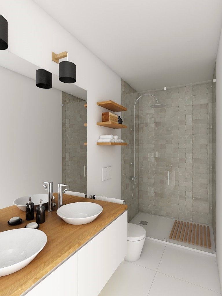 APARTAMENTO - T1 - S. BENTO , EU LISBOA EU LISBOA Phòng tắm phong cách hiện đại gốm sứ Bathtubs & showers