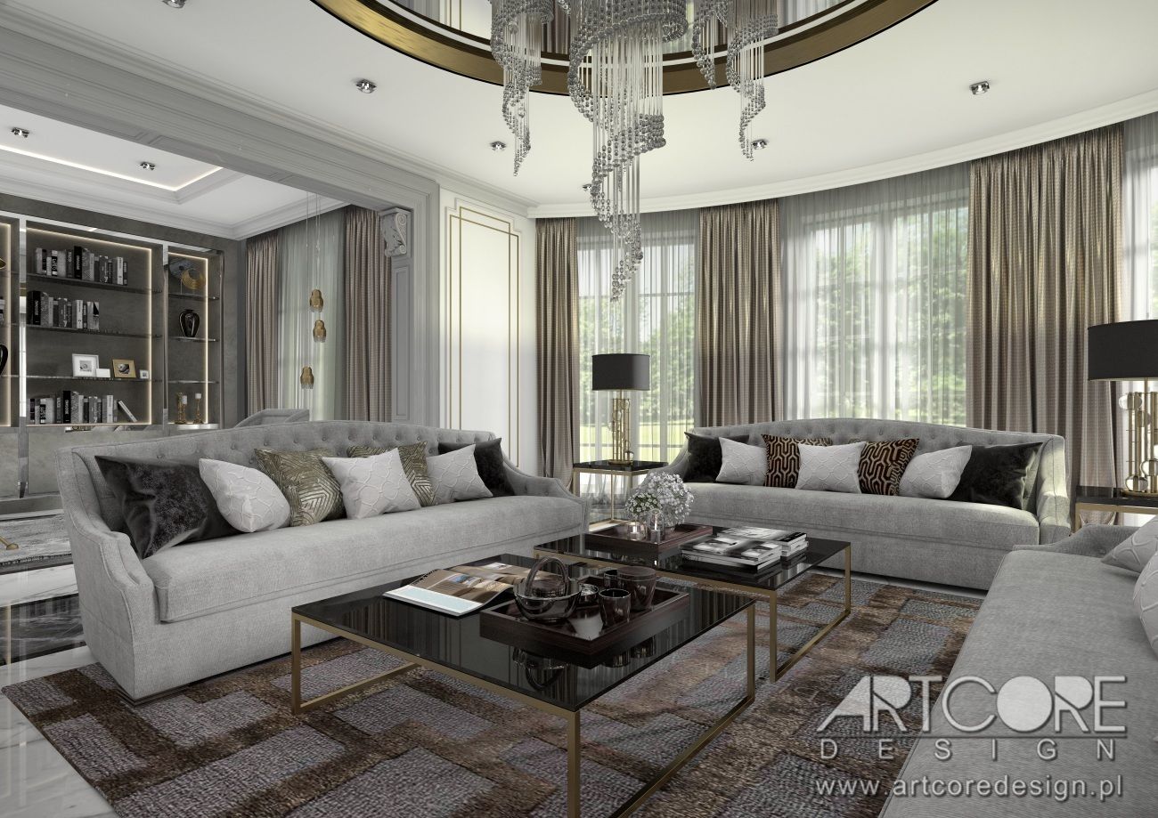 Projekt wnętrza w stylu art deco, ArtCore Design ArtCore Design Classic style living room