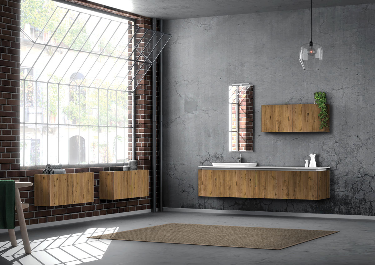 2D Antiche essenze, krayms A&D - Fa&Fra krayms A&D - Fa&Fra Salle de bain moderne Bois massif Multicolore Rangements