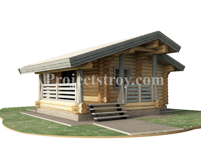 Проект бани из бревна ручной рубки 6.5 х 7.5 м - 35 кв. м, Projectstroy Projectstroy สปา ไม้ Wood effect