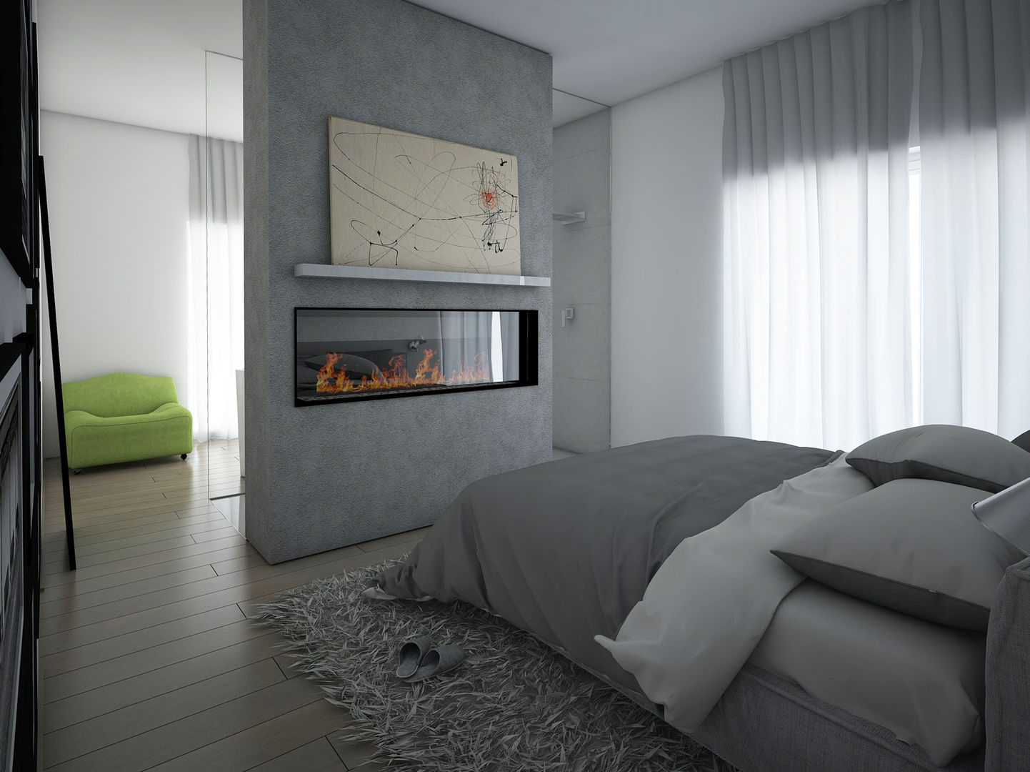 Progetto e render per appartamento in Savona, Marianna Di Gregorio Marianna Di Gregorio Modern style bedroom Concrete