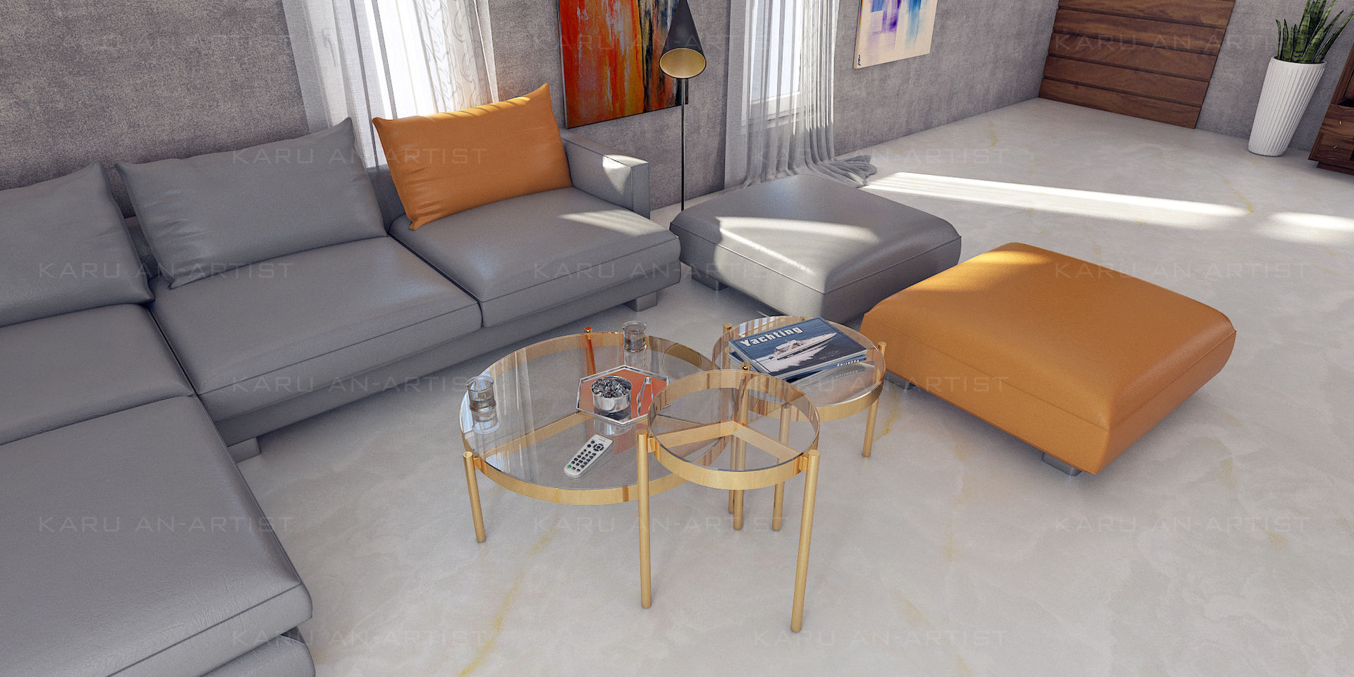 A Modern Living Room, KARU AN ARTIST KARU AN ARTIST モダンデザインの リビング
