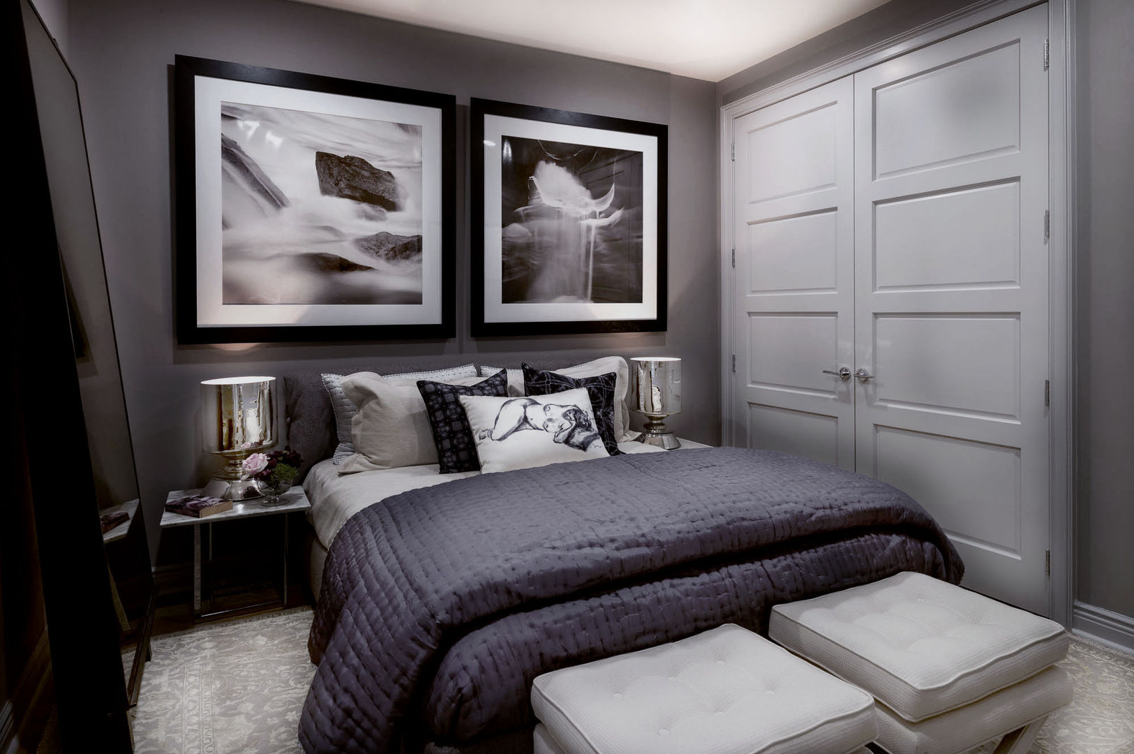 Bedroom - The Pearl Joe Ginsberg Design Modern Bedroom bedroom design,grey bedroom,modern bedroom,bedroom,luxurious bedroom,NY interior design,NY interior designer,high-end designer,loft design