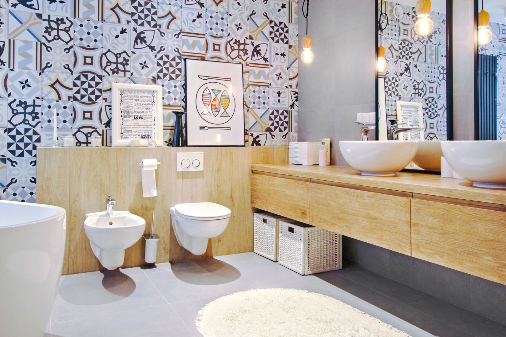 PATCHWORKOWA ŁAZIENKA, MOTHI.form MOTHI.form Scandinavian style bathroom Wood Wood effect