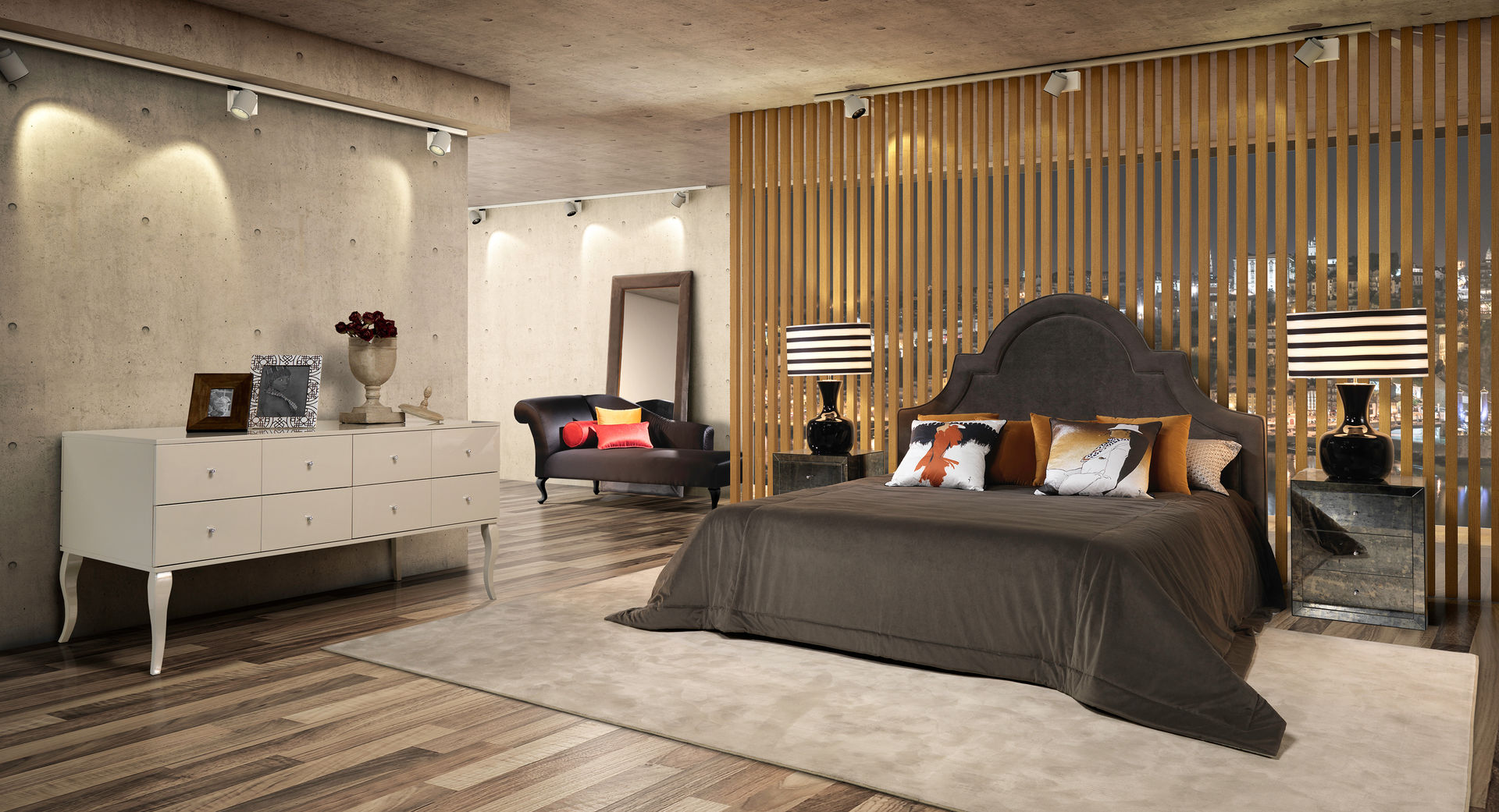 Quarto by Laskasas, Laskasas Laskasas Modern style bedroom Textile Amber/Gold Beds & headboards