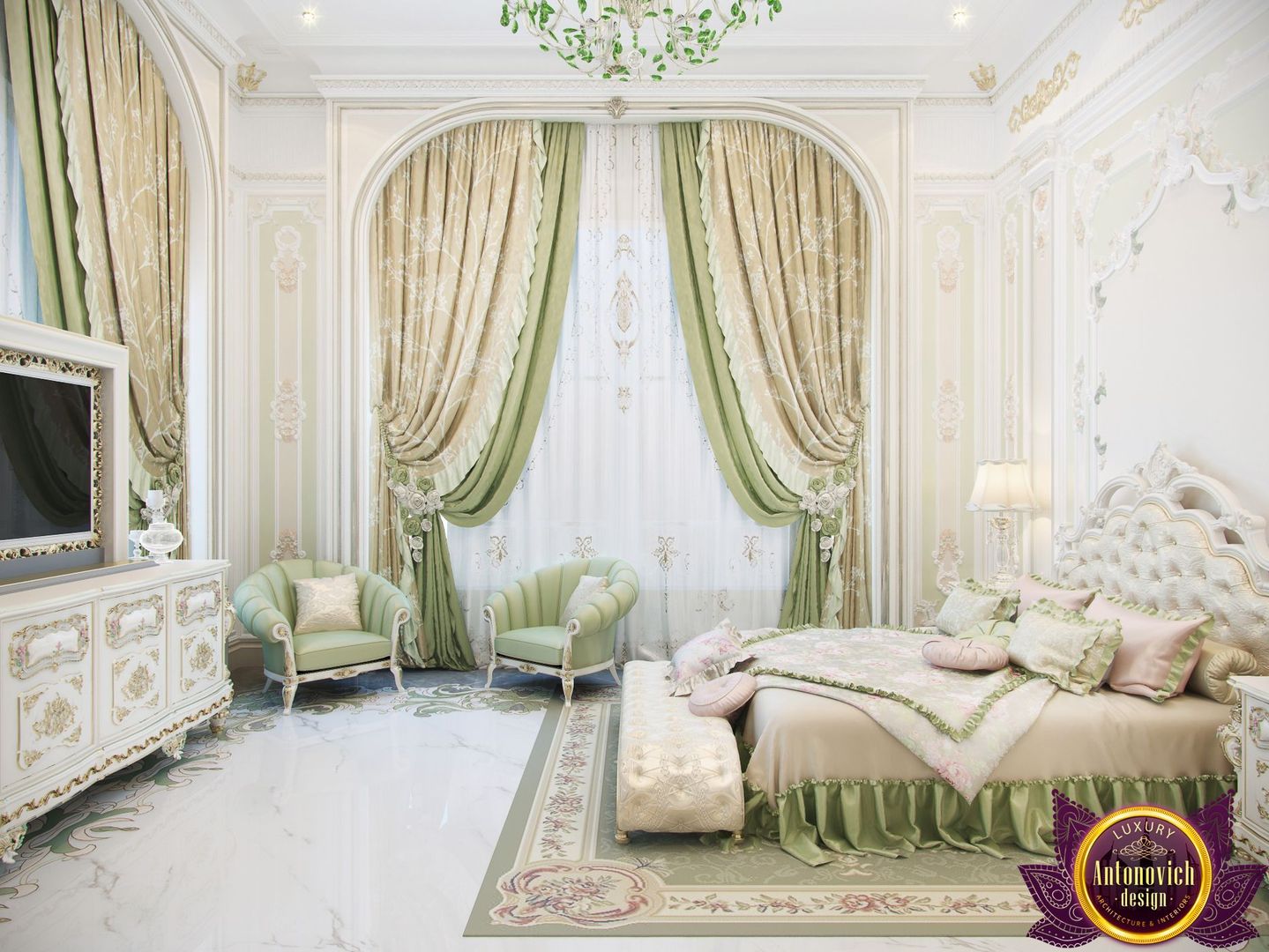 ​ Bedroom interior in classic style by Katrina Antonovich, Luxury Antonovich Design Luxury Antonovich Design Bedroom