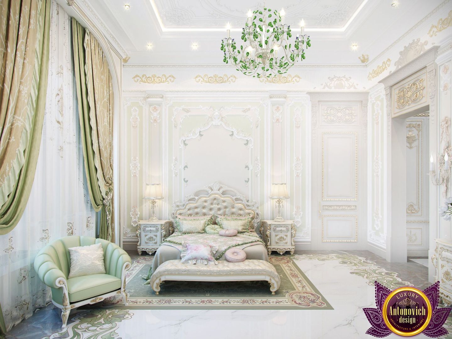 ​ Bedroom interior in classic style by Katrina Antonovich, Luxury Antonovich Design Luxury Antonovich Design 臥室