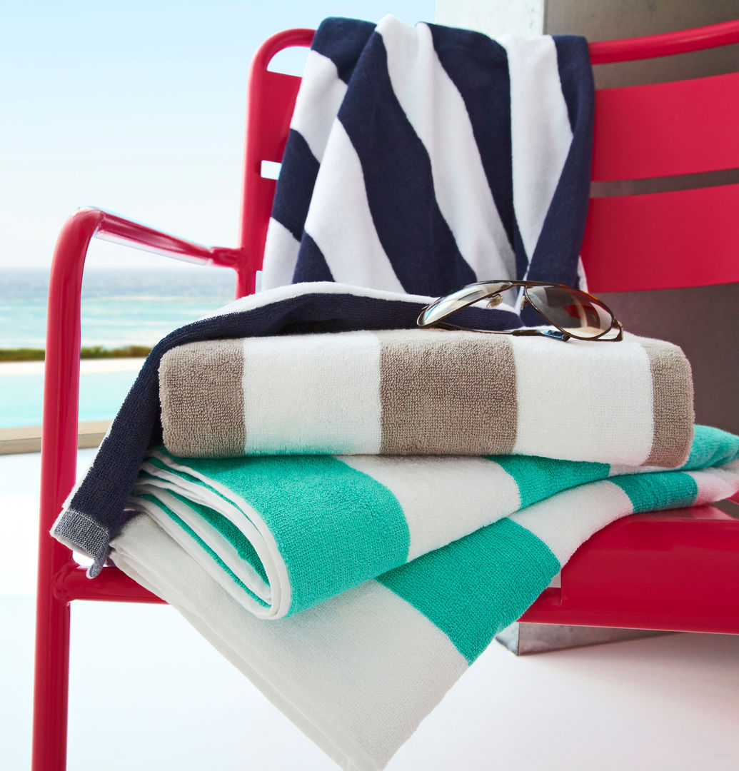 Stripe Pure Cotton Large Pool Towel King of Cotton مسبح قطن Red مسبح