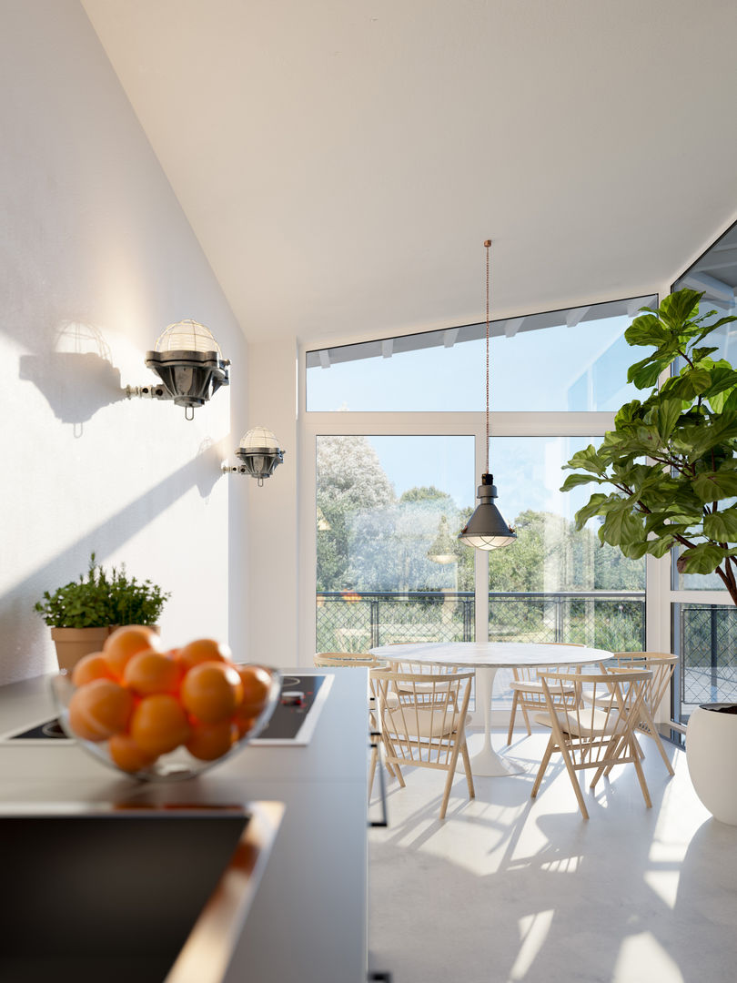 Watervilla's in Dorpshaven, Aalsmeer, agNOVA architecten agNOVA architecten Scandinavian style dining room