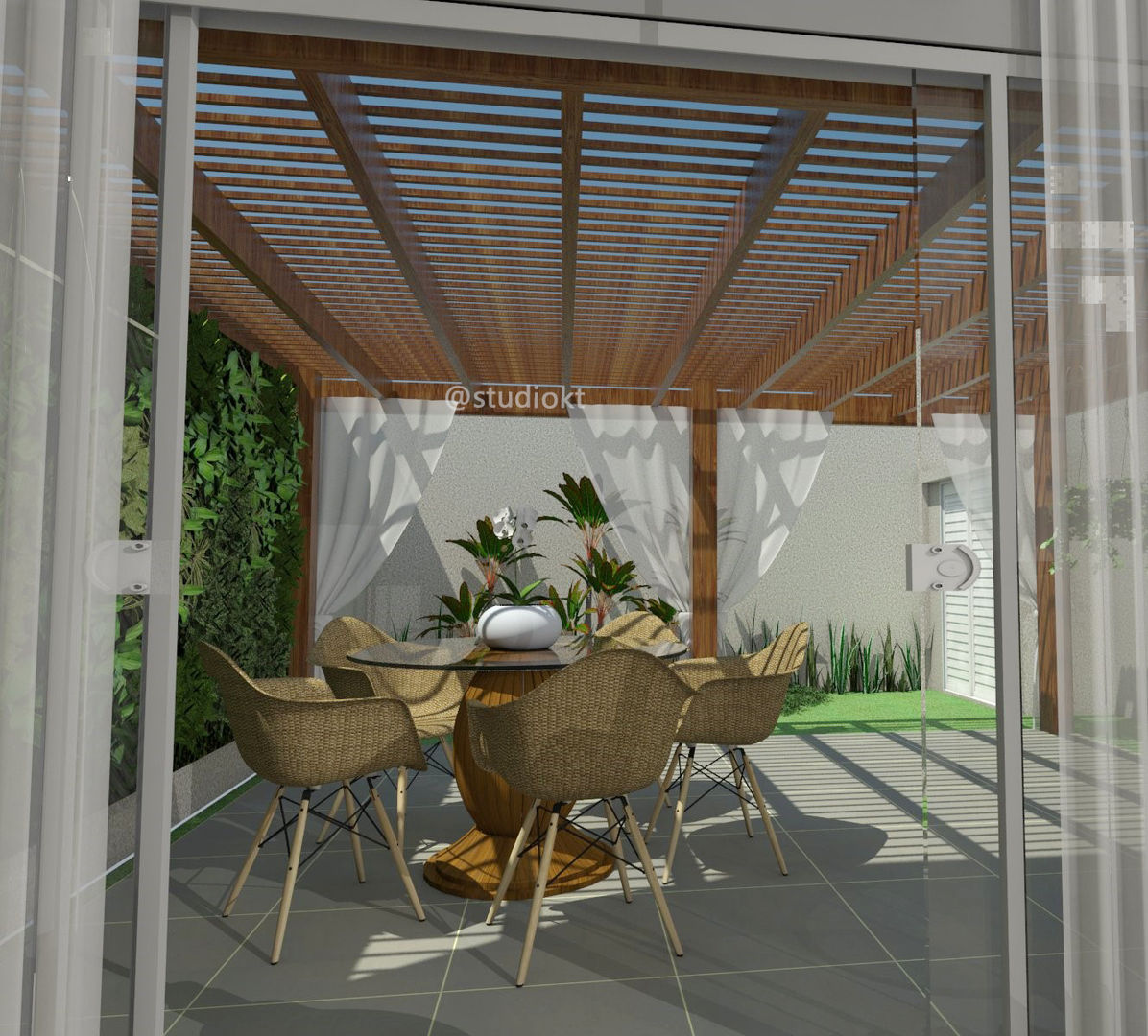 Residencia KB, Studio KT arquitetura.design Studio KT arquitetura.design Modern style balcony, porch & terrace Wood Wood effect Plants & flowers