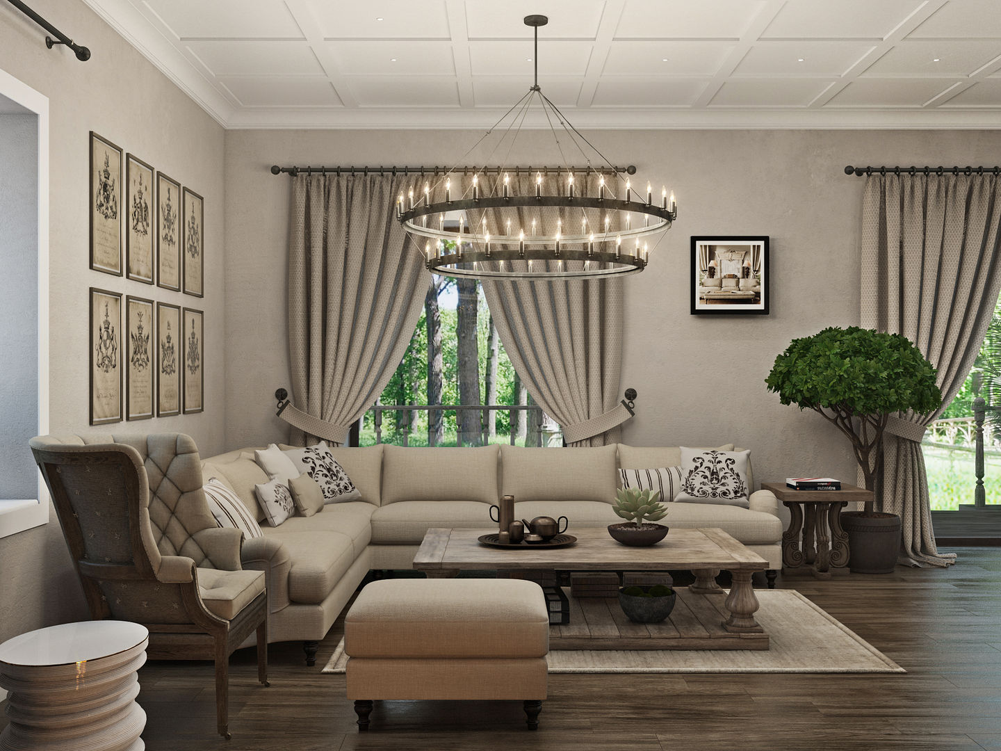 "Американское кантри" 450 мкв, Wide Design Group Wide Design Group Classic style living room