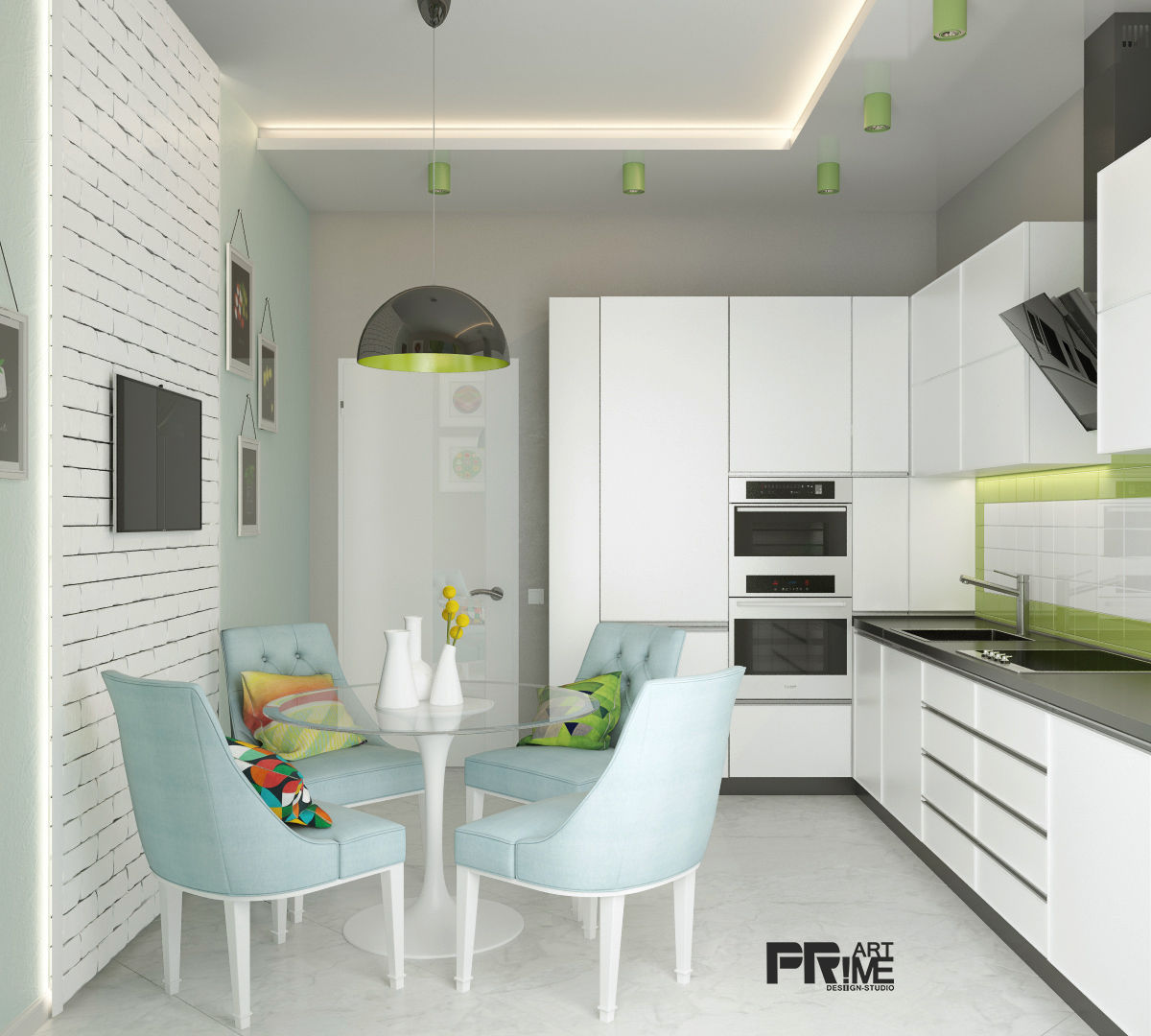 Из двухкомнатной квартиры сделали трехкомнатную и кабинет-гостевая!, "PRimeART" 'PRimeART' Cuisine minimaliste
