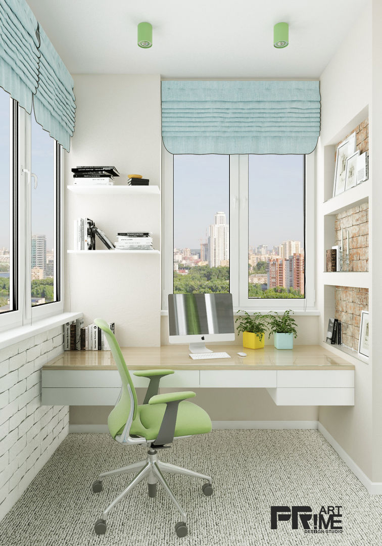 Из двухкомнатной квартиры сделали трехкомнатную и кабинет-гостевая!, "PRimeART" 'PRimeART' Study/office Bricks