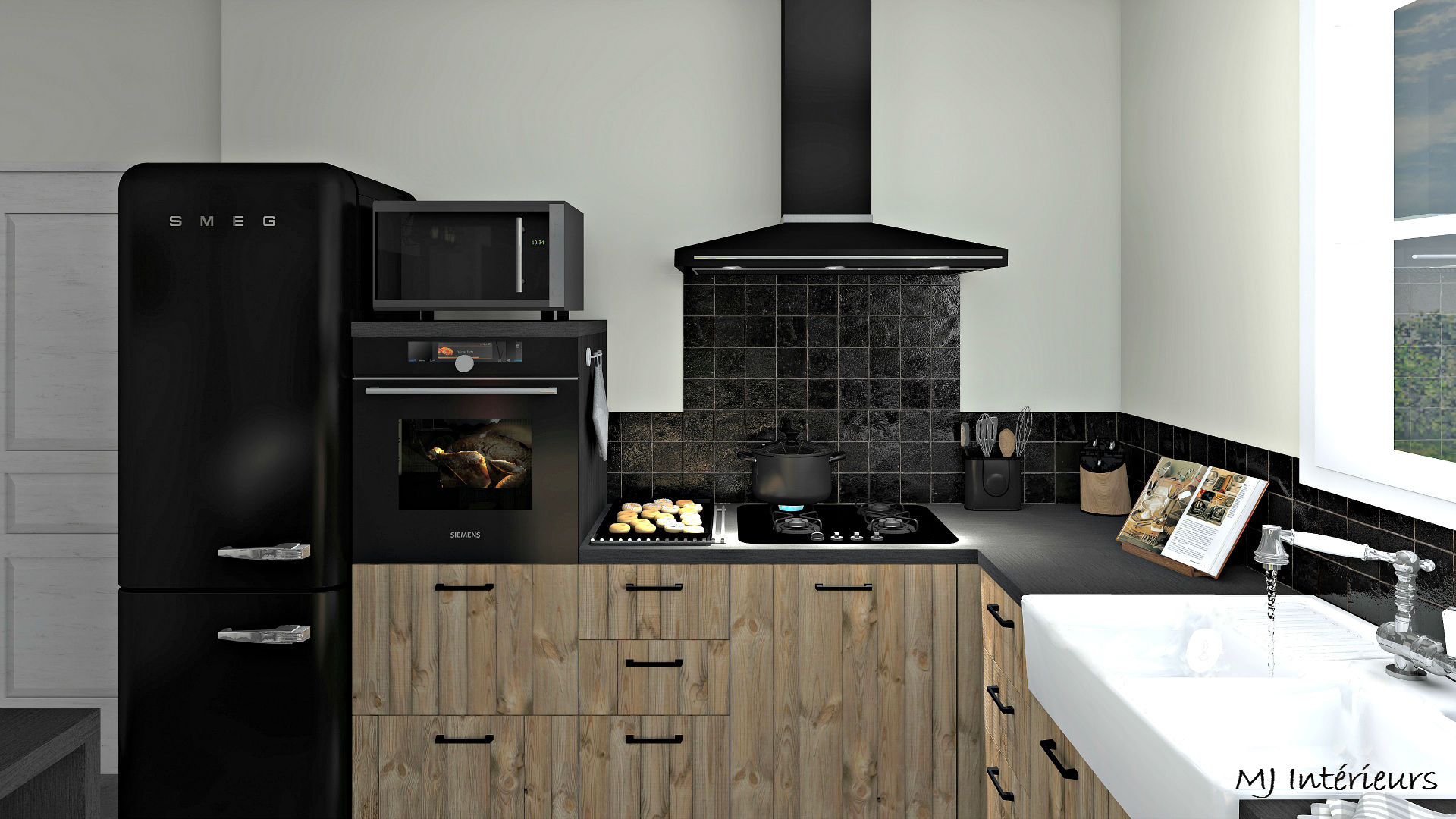 Des aménagements sur mesure, MJ Intérieurs MJ Intérieurs Rustic style kitchen Wood Wood effect