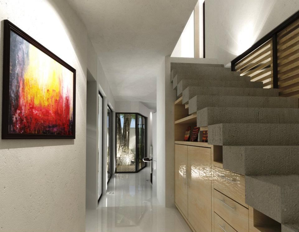 CASA C, FRACTAL CORP Arquitectura FRACTAL CORP Arquitectura Modern Corridor, Hallway and Staircase