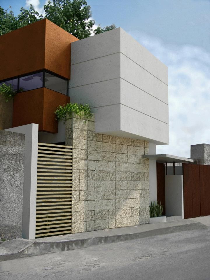 RENDER FACHADA LATERAL FRACTAL CORP Arquitectura Casas modernas: Ideas, diseños y decoración