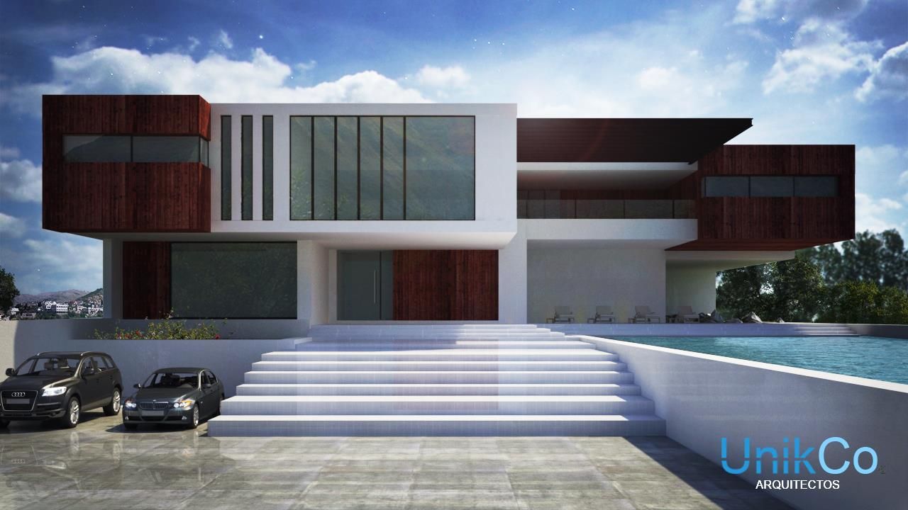 Residencia Rowan, Exterior - Zapopan, Jalisco. homify Casas de estilo minimalista Madera Acabado en madera