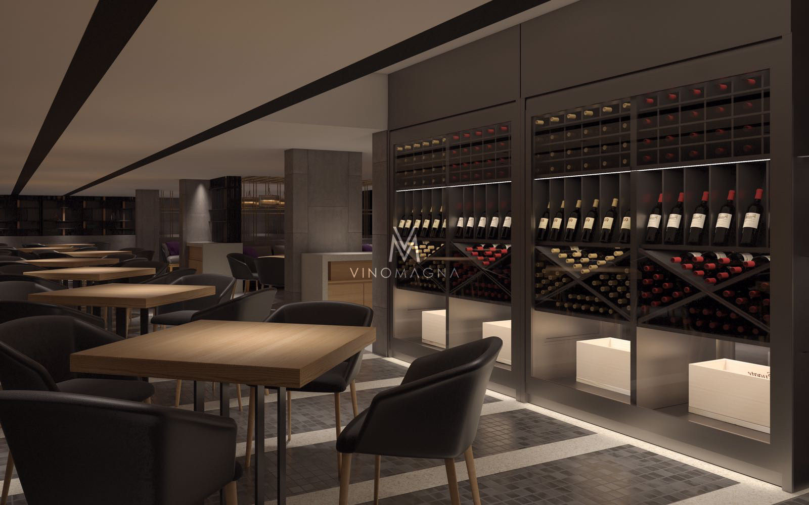 Custom Restaurant Wine Display homify Bodegas de estilo moderno Madera Acabado en madera Bodegas