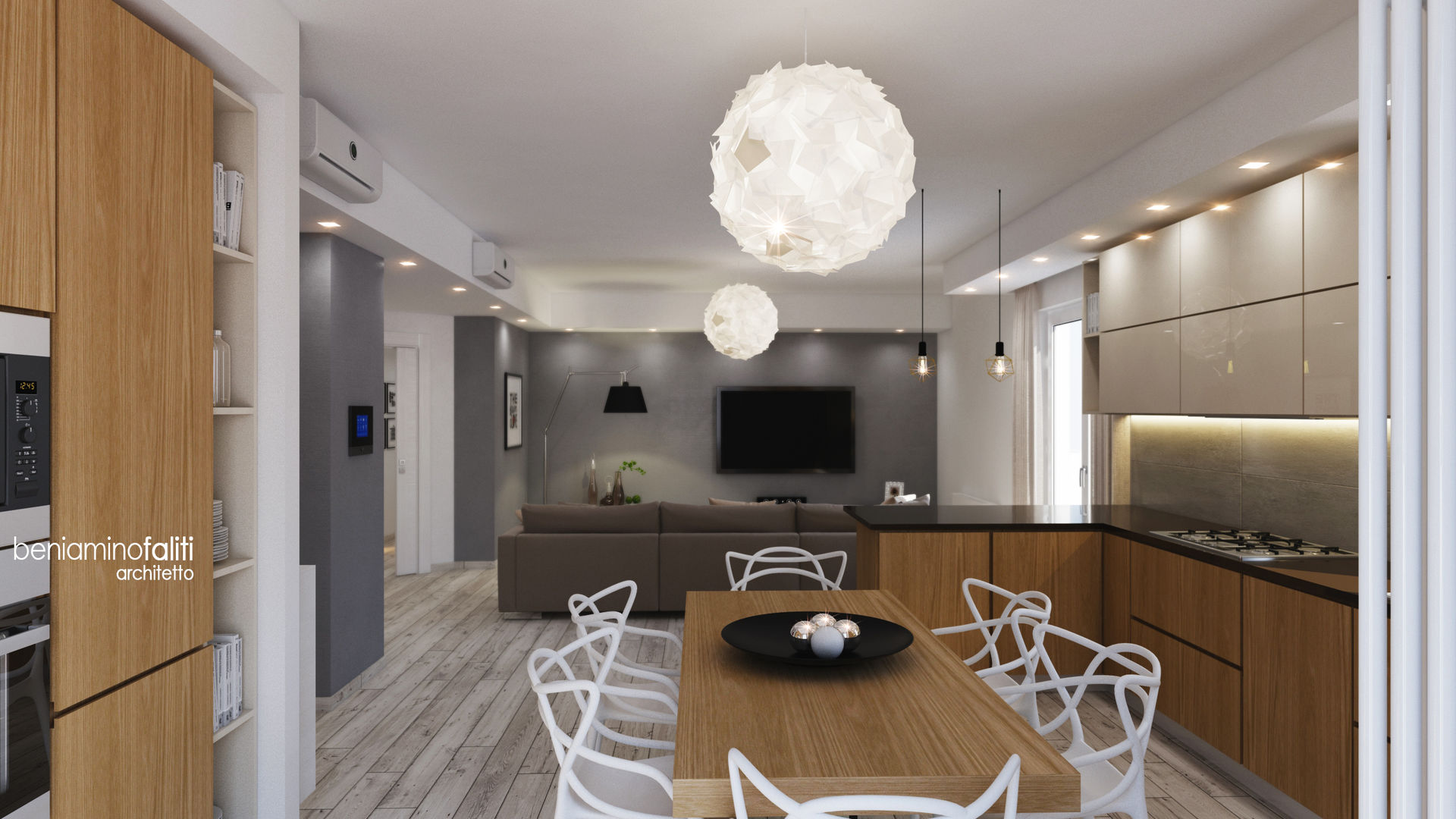 Ristrutturazione appartamento con linee moderne , Beniamino Faliti Architetto Beniamino Faliti Architetto Cocinas de estilo moderno