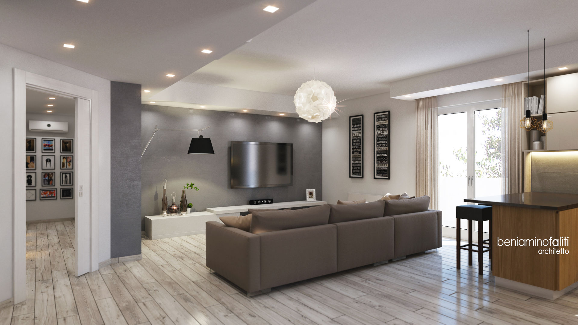 Ristrutturazione appartamento con linee moderne , Beniamino Faliti Architetto Beniamino Faliti Architetto Modern living room