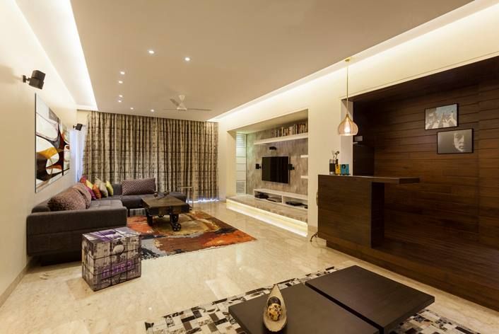 Choudhary Residence, Juhu, Mumbai, Inscape Designers Inscape Designers Eclectische woonkamers