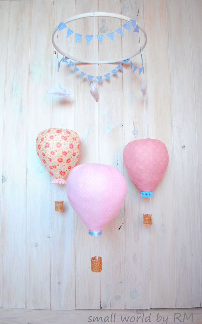 Móvil de globos aerostáticos Mundo Raquel Habitaciones para niños de estilo escandinavo Algodón Rojo Accesorios y decoración