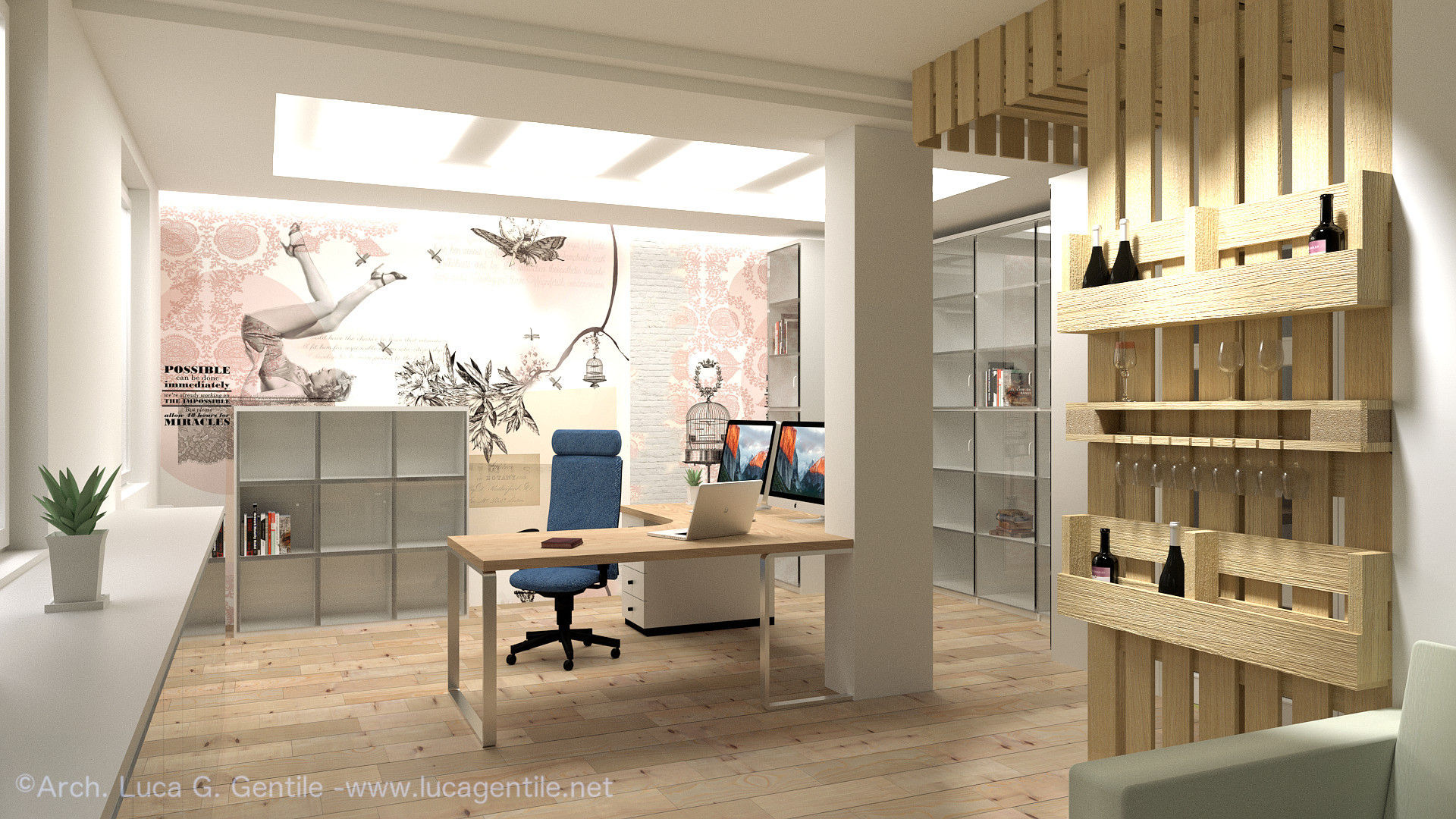 Scrivania home office con libreria - Luca