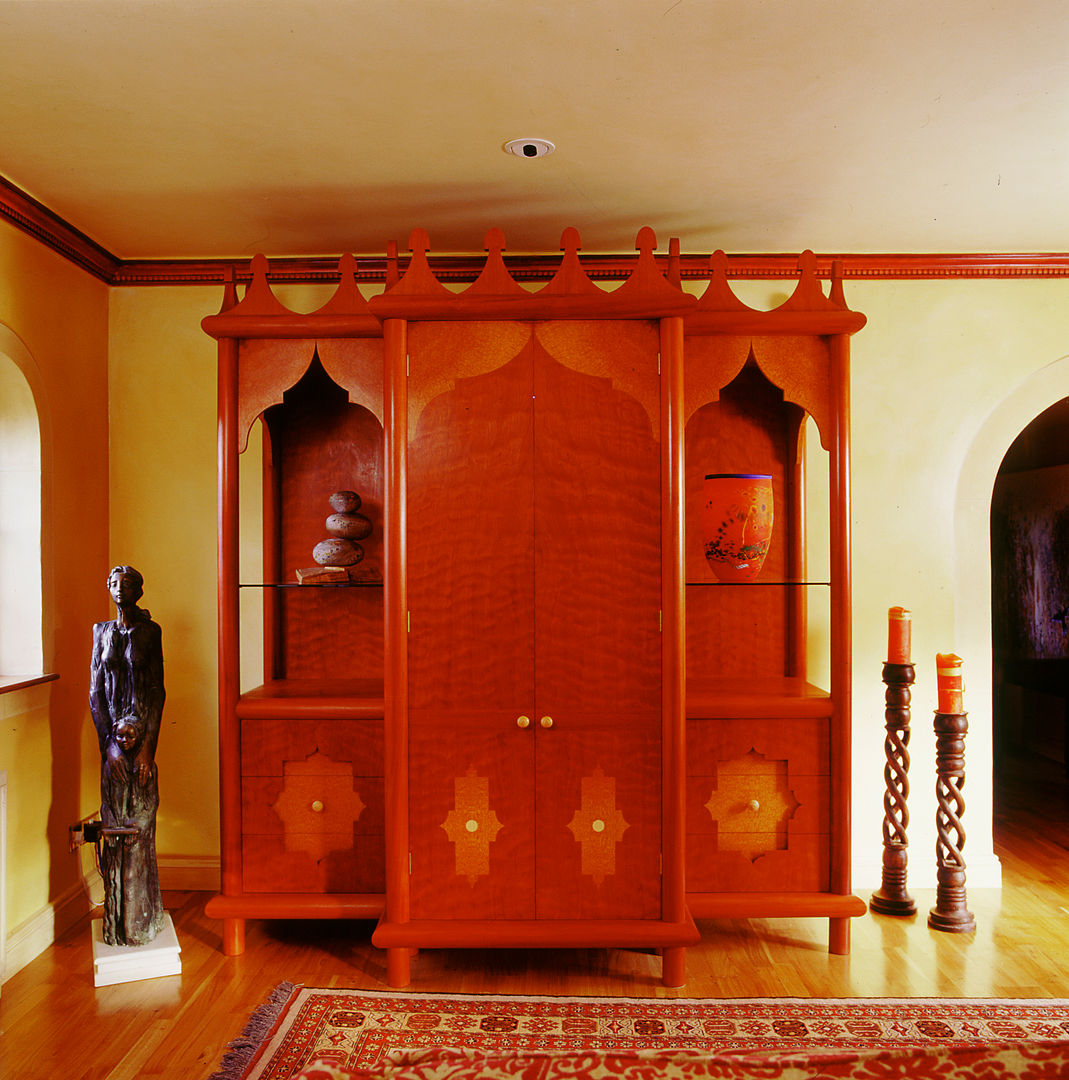 Moroccan Style Hi-fi Cupboard designed and made by Tim Wood Tim Wood Limited Eclectic style media room Wood Furniture