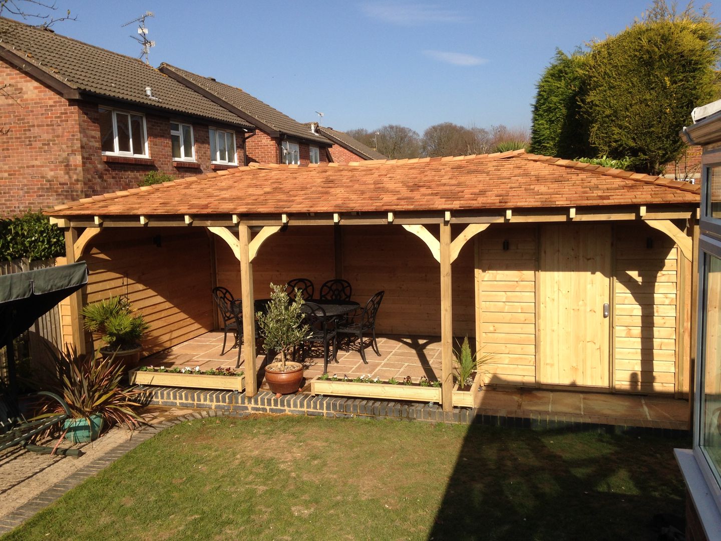 Gazebo & Garden Storage Miniature Manors Ltd Terrace Wood Wood effect gazebo,veranda,shed,storage,patio