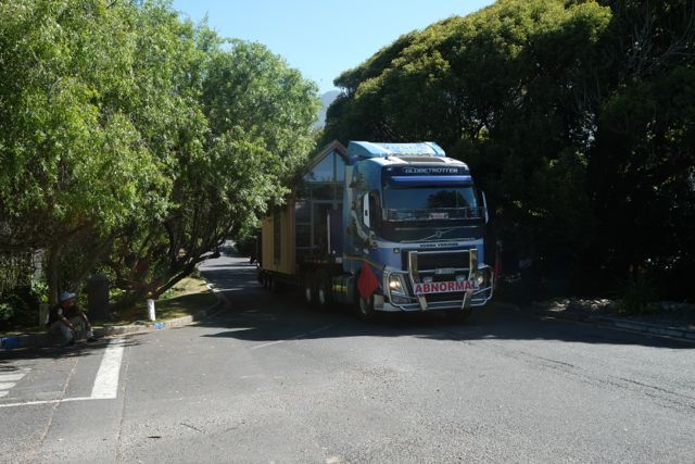 Transporting the pod house to site. Greenpods