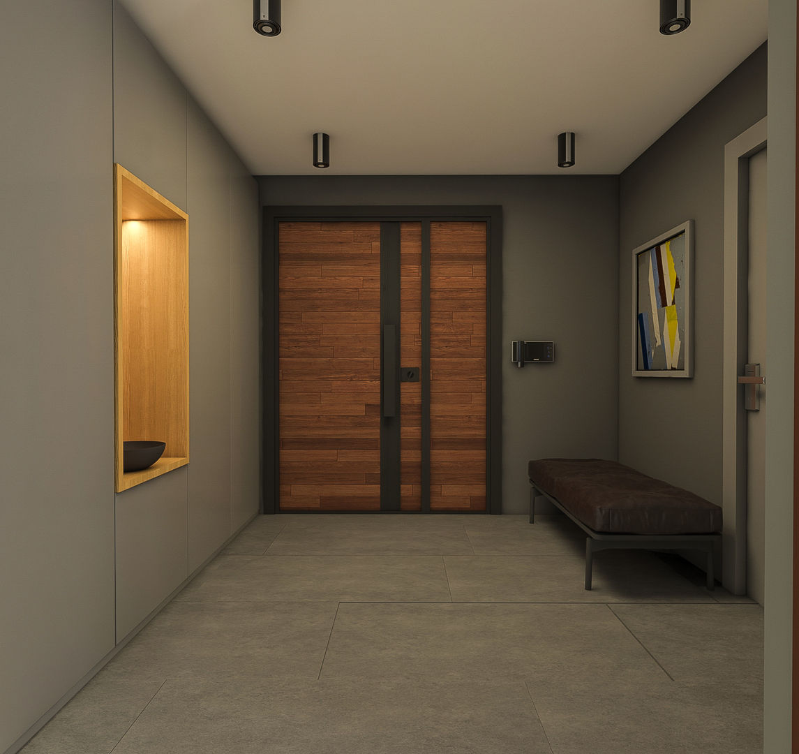 homify Modern corridor, hallway & stairs