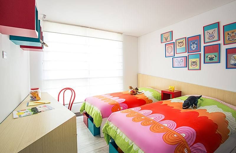 Habitación infantil Maria Mentira Studio Habitaciones para niños de estilo moderno Madera Acabado en madera Colores,geometria,asimetrico