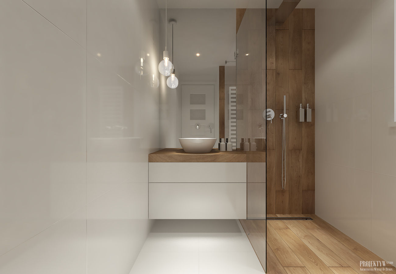 Projekt łazienek. Stratford, Anglia., PRØJEKTYW | Architektura Wnętrz & Design PRØJEKTYW | Architektura Wnętrz & Design Scandinavian style bathrooms