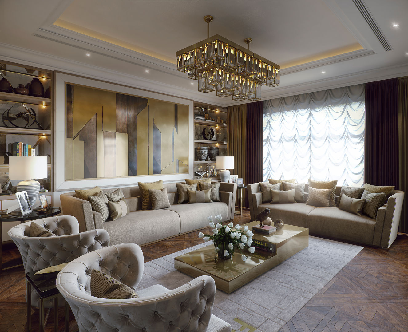 living room+dining, m.frahat m.frahat غرفة المعيشة