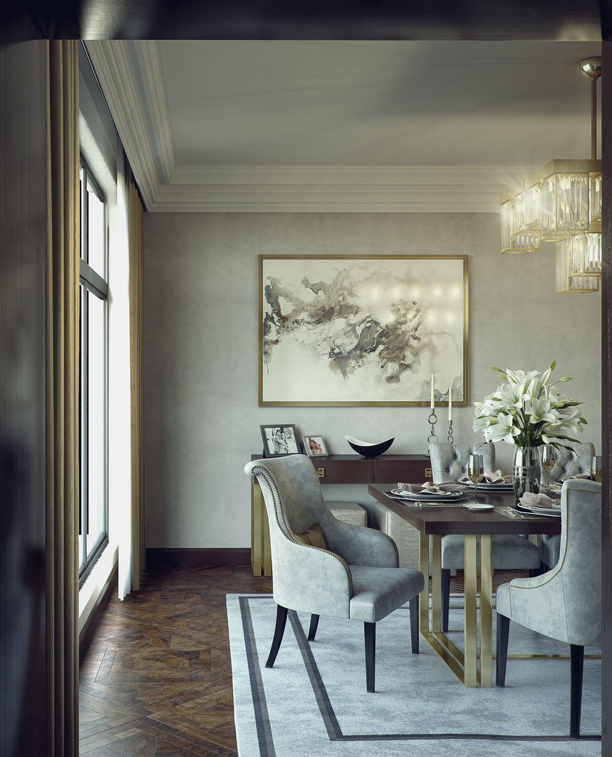 living room+dining, m.frahat m.frahat Comedores de estilo moderno