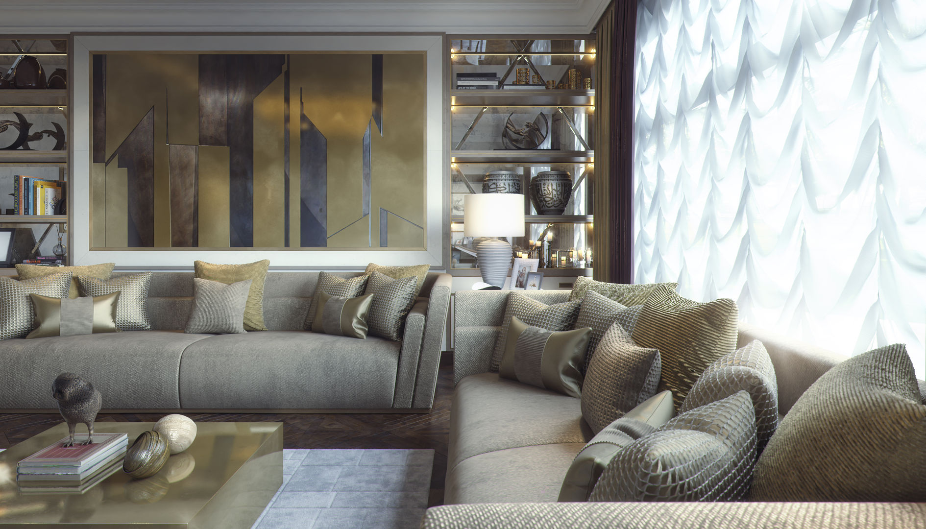 living room+dining, m.frahat m.frahat 现代客厅設計點子、靈感 & 圖片