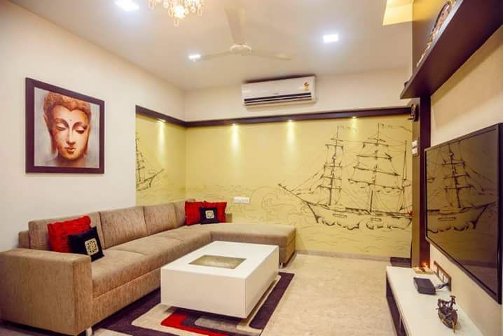 Proposed Interior Of 3BHK Flat, KANAKIA INTERIOR AND CONSULTANCY KANAKIA INTERIOR AND CONSULTANCY Living room