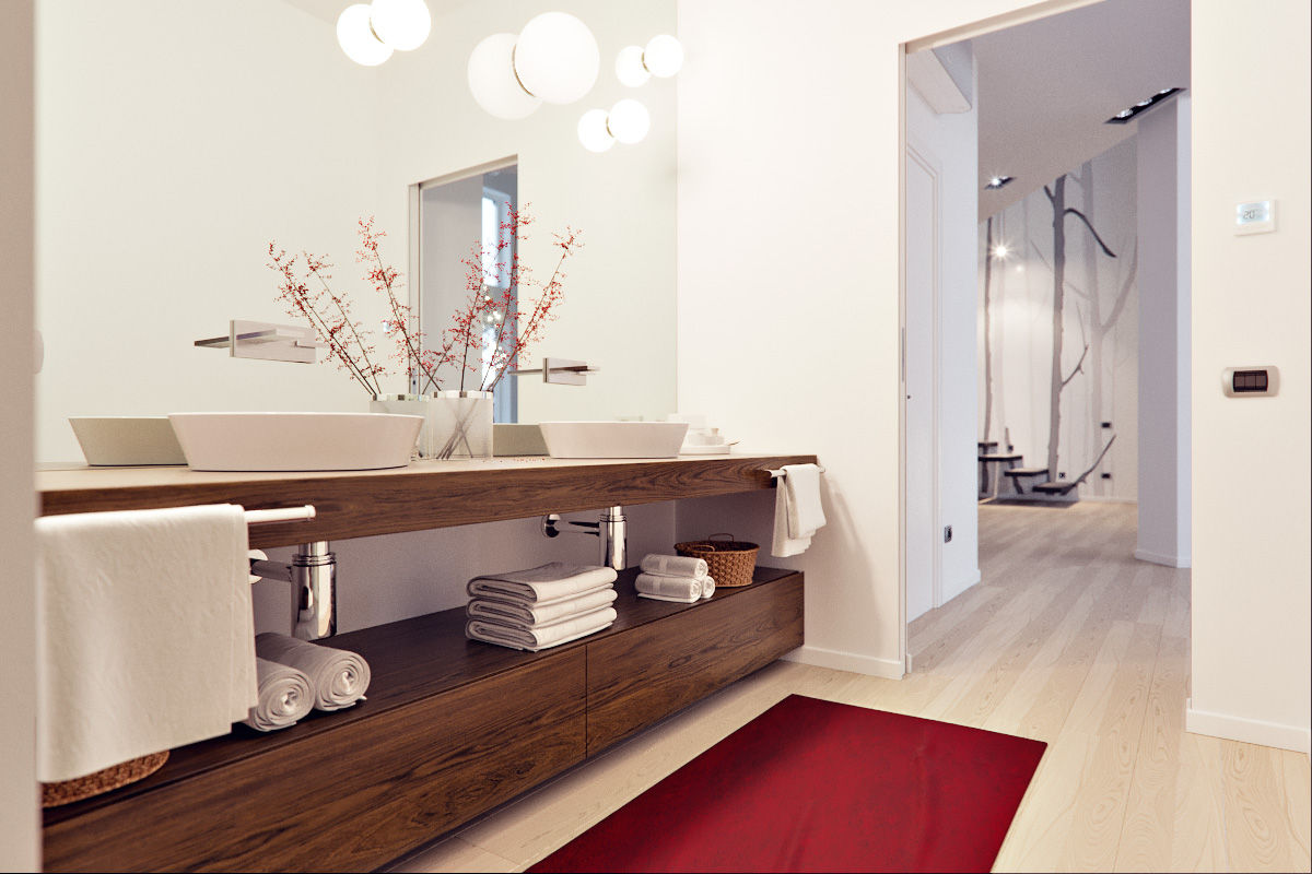 Un attico in stile loft in Milano, Annalisa Carli Annalisa Carli Modern bathroom لکڑی Wood effect