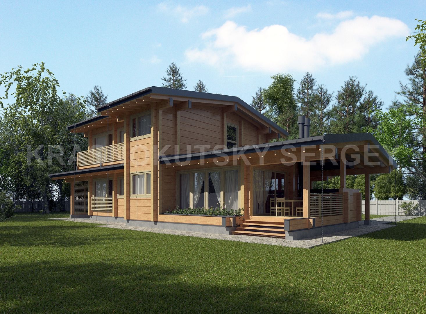 ДОМ ИЗ КЛЕЕНОГО БРУСА VILLA GERBERA, project-ks project-ks