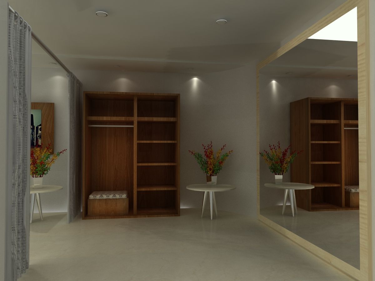 Diseño Interior para instalaciones de CAMARA TV, SIMETRIC ARQUITECTURA INTERIOR SIMETRIC ARQUITECTURA INTERIOR Industrial style dressing room Wood Wood effect