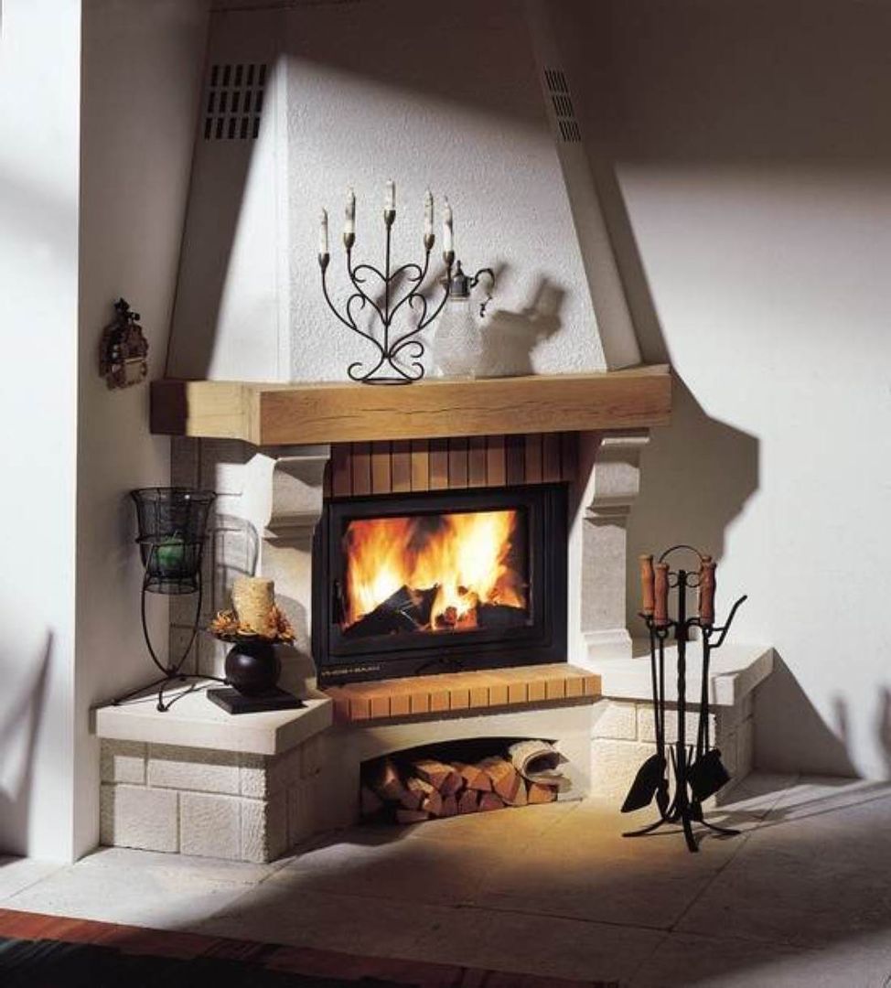 homify Living room Stone Fireplaces & accessories