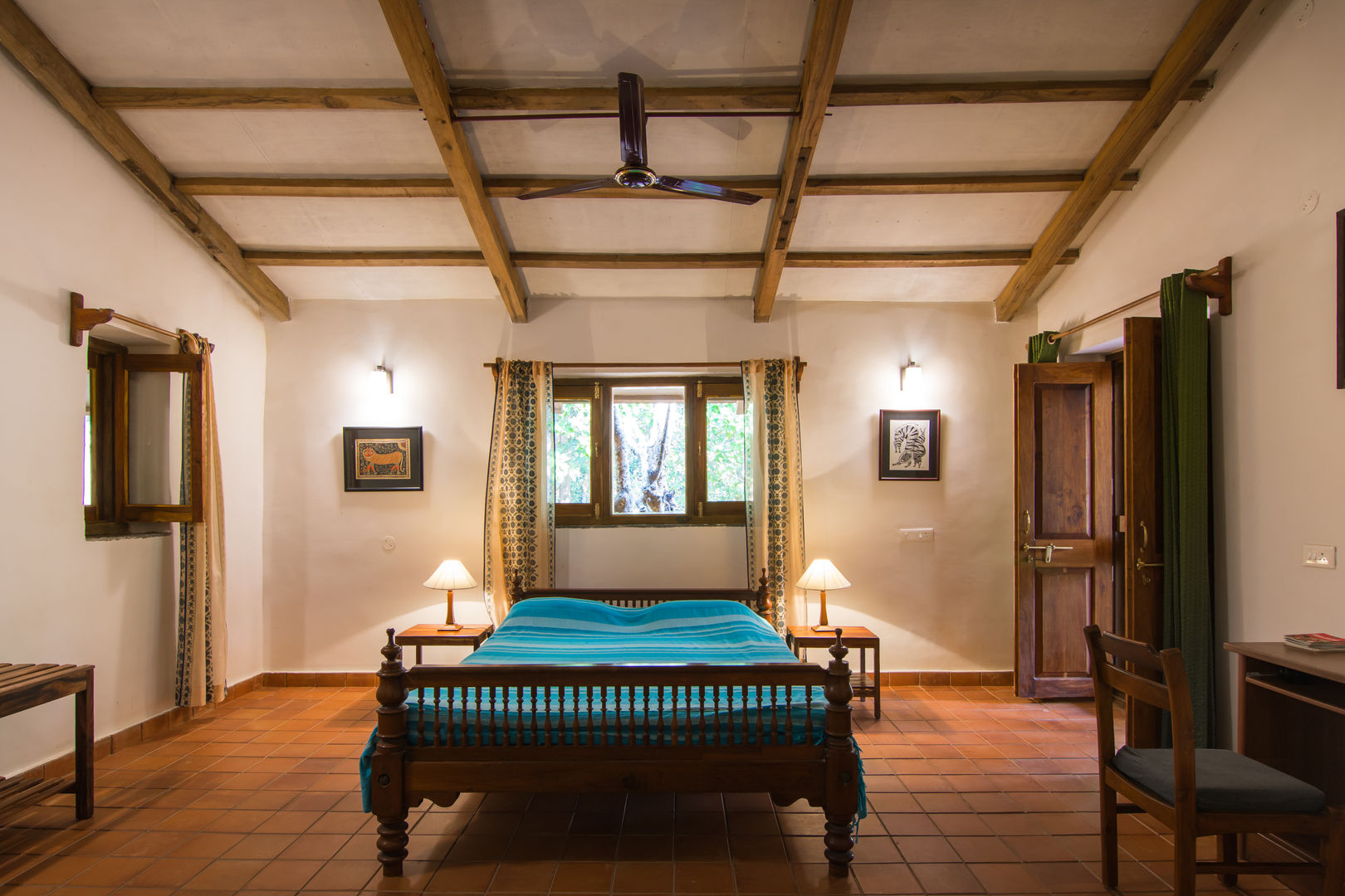 Homestay in Kanha National park, Madhya Pradesh, M+P Architects Collaborative M+P Architects Collaborative Bedroom